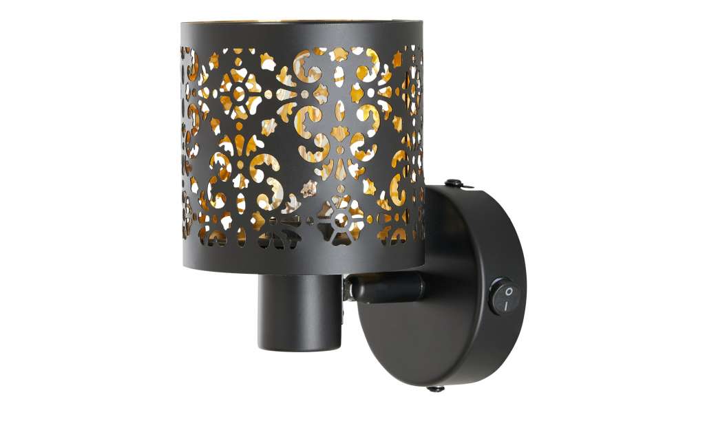 KHG Wandstrahler, 1-flammig, schwarz/gold mit Stanzung ¦ schwarz Lampen & Leuchten > Innenleuchten > Wandleuchten - Höffner