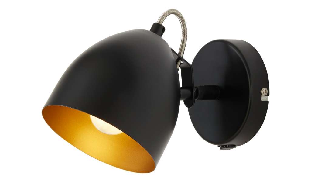 KHG Wandstrahler, 1-flammig, schwarz innen goldfarben ¦ schwarz Ø: 12.2 Lampen & Leuchten > Innenleuchten > Wandleuchten - Höffner