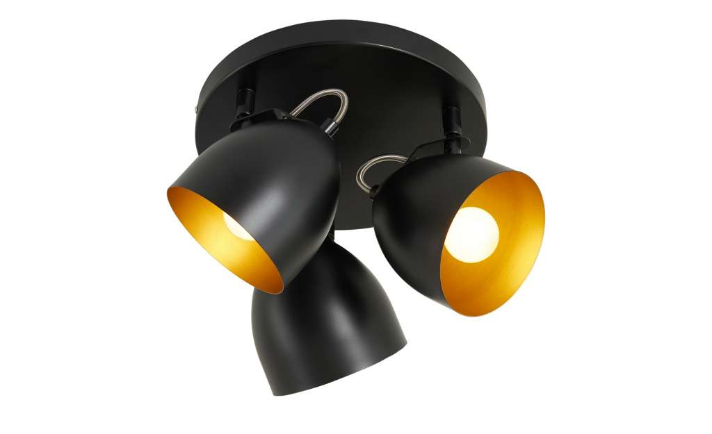 KHG Deckenstrahler, 3-flammig, schwarz innen goldfarben ¦ schwarz Ø: 25 Lampen & Leuchten > Innenleuchten > Strahler & Spots - Höffner