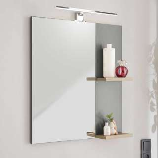 Badspiegel mit Ablagen in Eiche Holzoptik & Anthrazit 60 cm breit