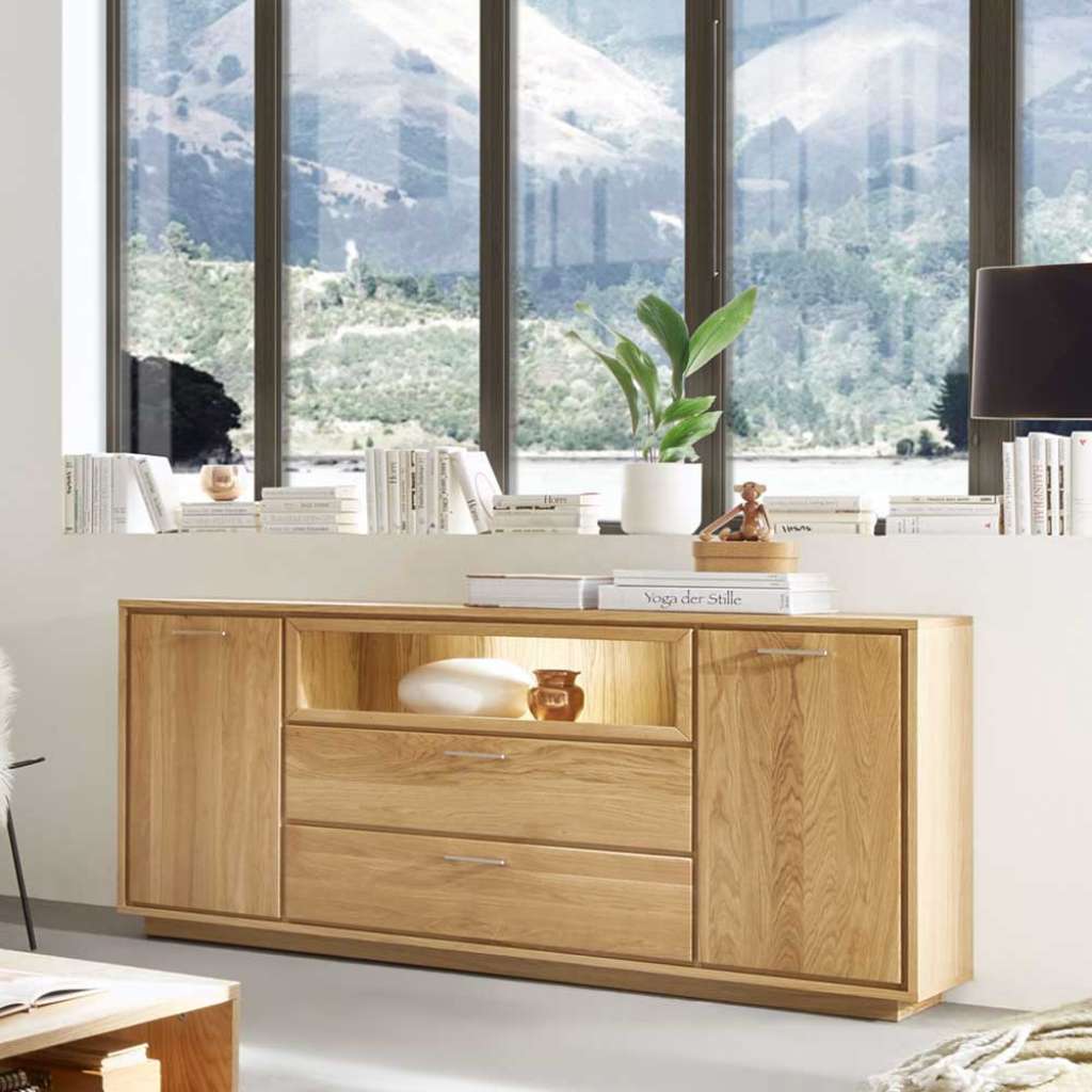 Sidebord aus Wildeiche Massivholz teilmassiv zwei Schubladen