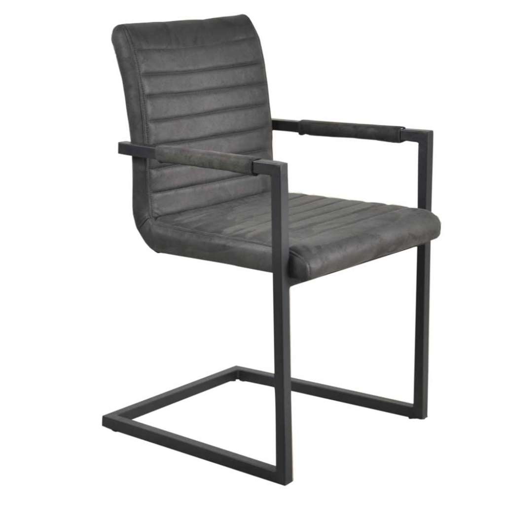 Armlehnen Freischwinger in Schwarz Microfaser Loft Design (2er Set)