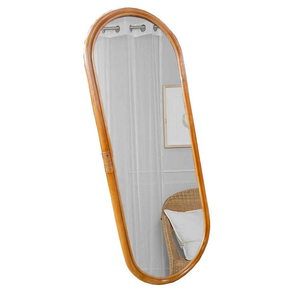 Rattan Spiegel 120 cm hoch rustikalen Stil