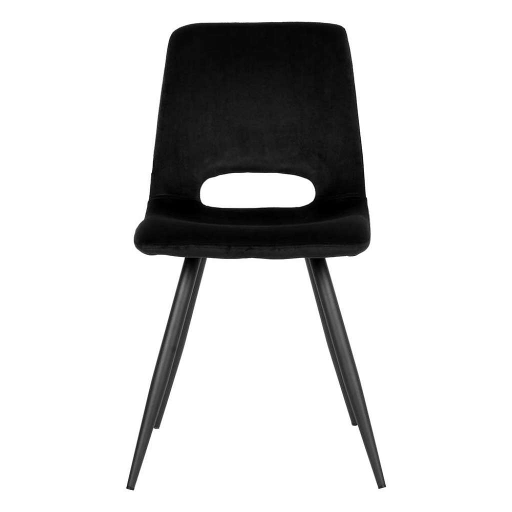 Samt Esstischstuhl in Schwarz Gestell aus Metall