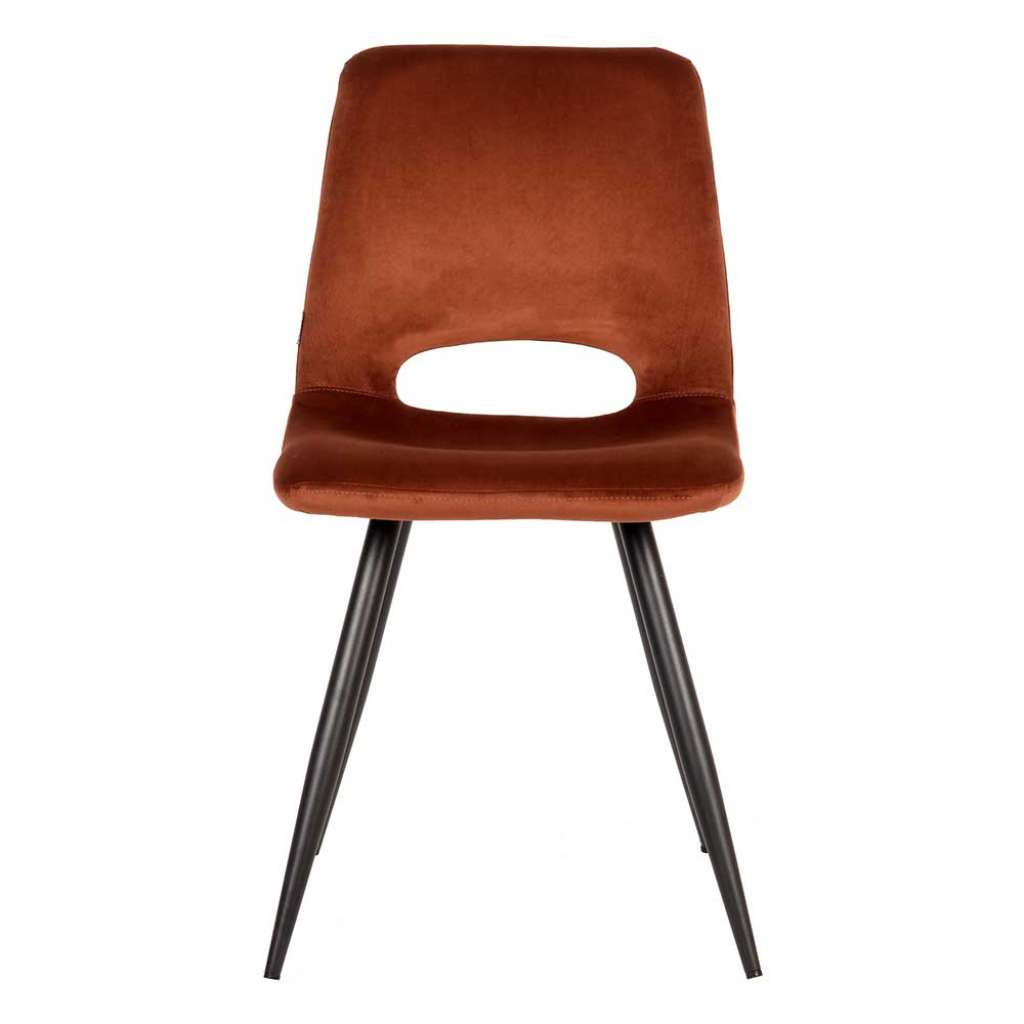 Polsterstuhl Esszimmer in Rostfarben & Schwarz Samtbezug