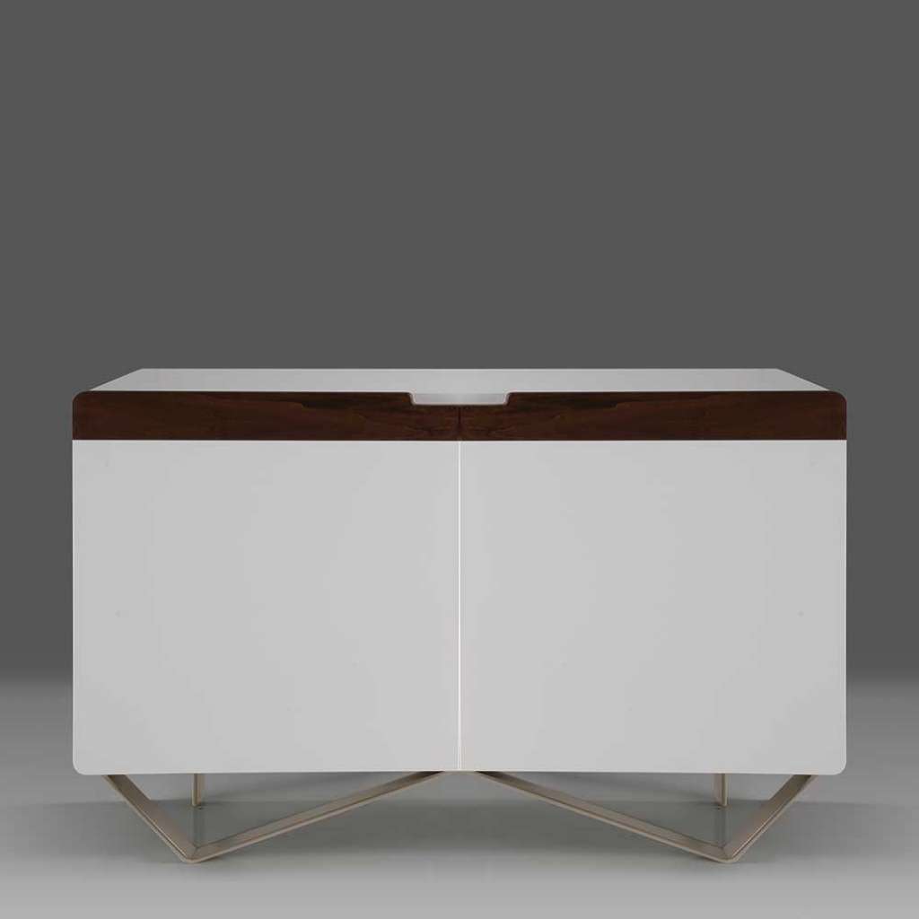 Wohnzimmer Kommode in Weiß Nussbaumfarben