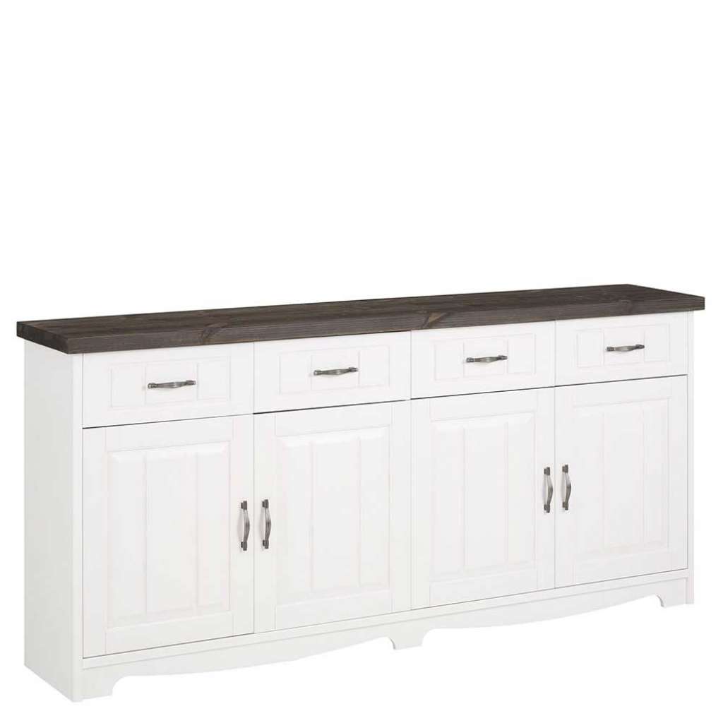 Landhaus Sideboard aus Kiefer Massivholz Weiß & Grau