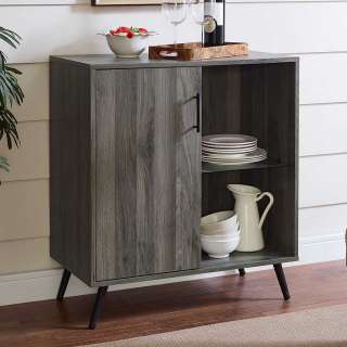 Wohnzimmer Kommode in Holz Grey Wash Optik eine Tür zwei offene Fächer