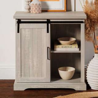 Schiebetürkommode im Landhausstil Holz Grey Wash Optik
