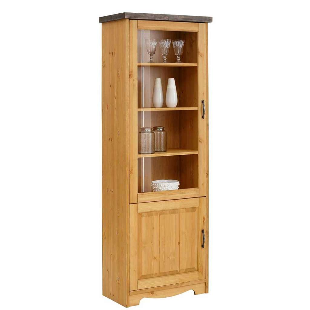 Kieferschrank mit Glastür 190 cm hoch