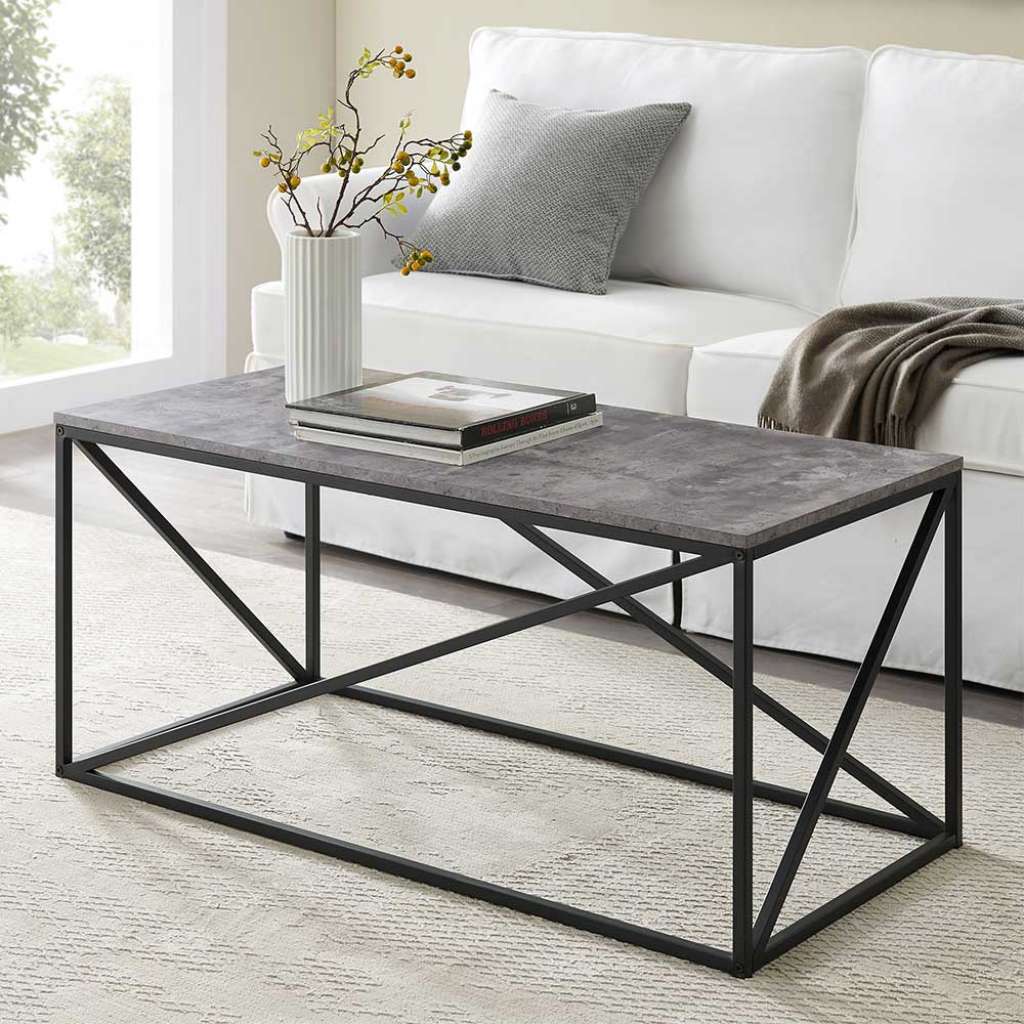 Salontisch Beton Optik im Industry und Loft Stil 102 cm breit
