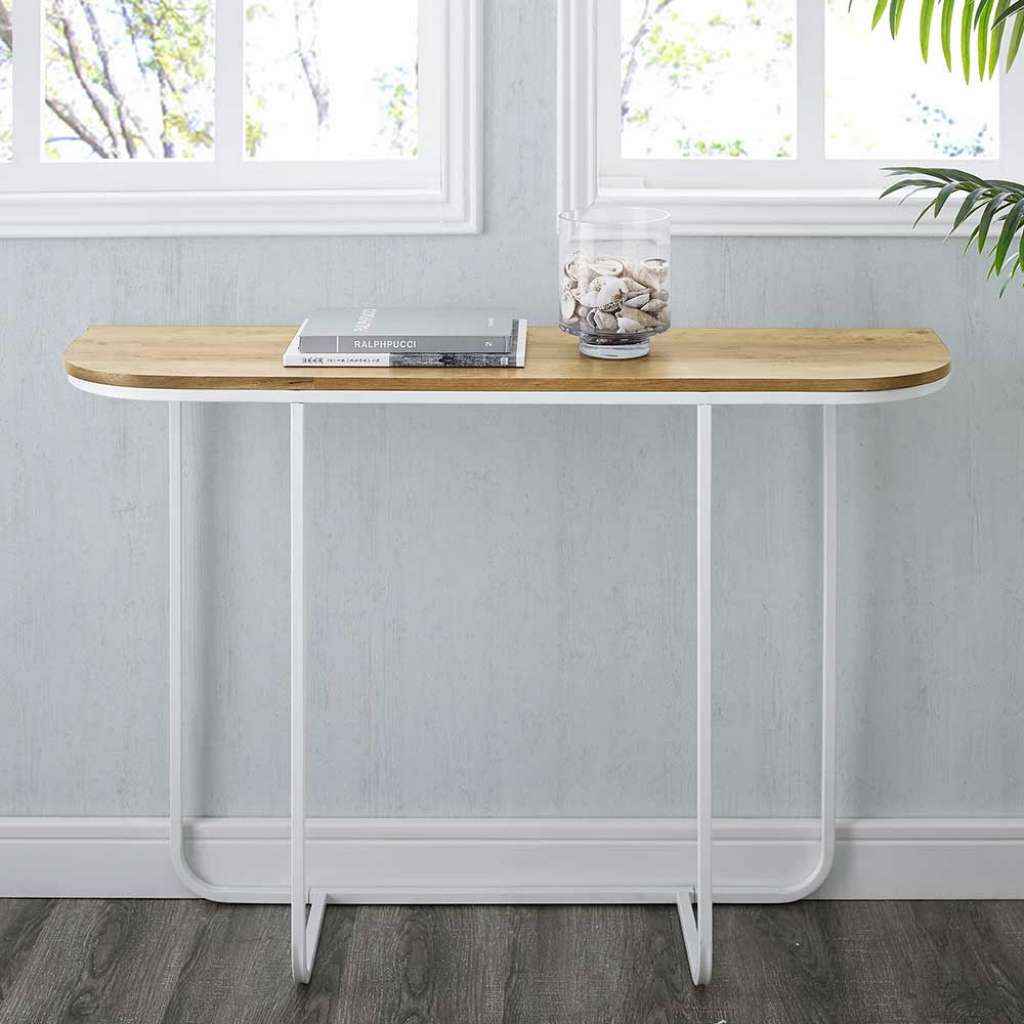 Konsolen Tisch mit Bügelgestell aus Metall Eiche dunkel Holzoptik Platte