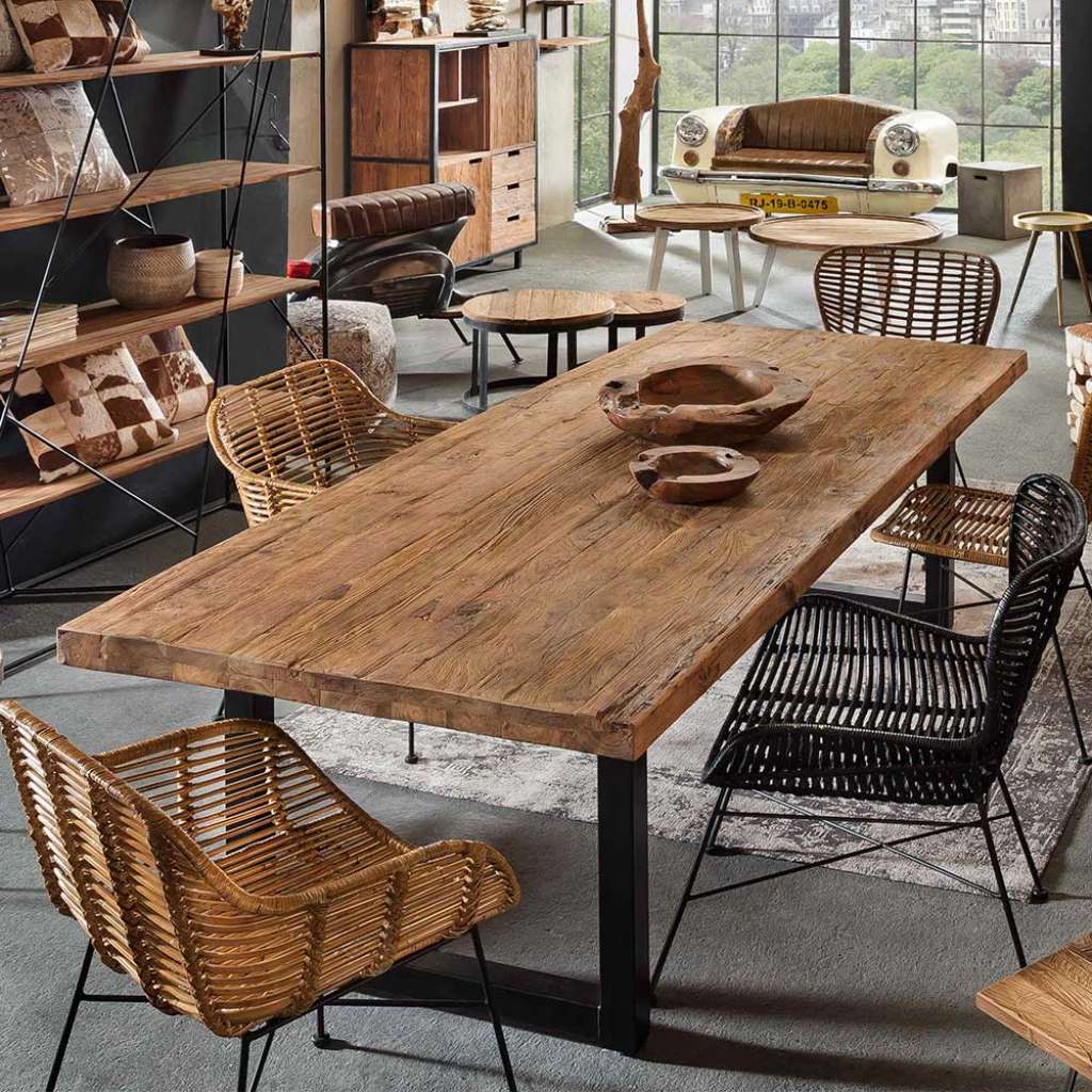 Factory Küchentisch aus Teak Massivholz recycelt
