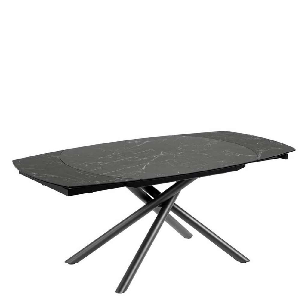 Esszimmer Tisch mit zwei Kopfauszügen Platte Marmoroptik