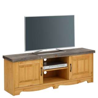 Zweifarbiger TV Unterschrank aus Kiefer Massivholz Landhausstil