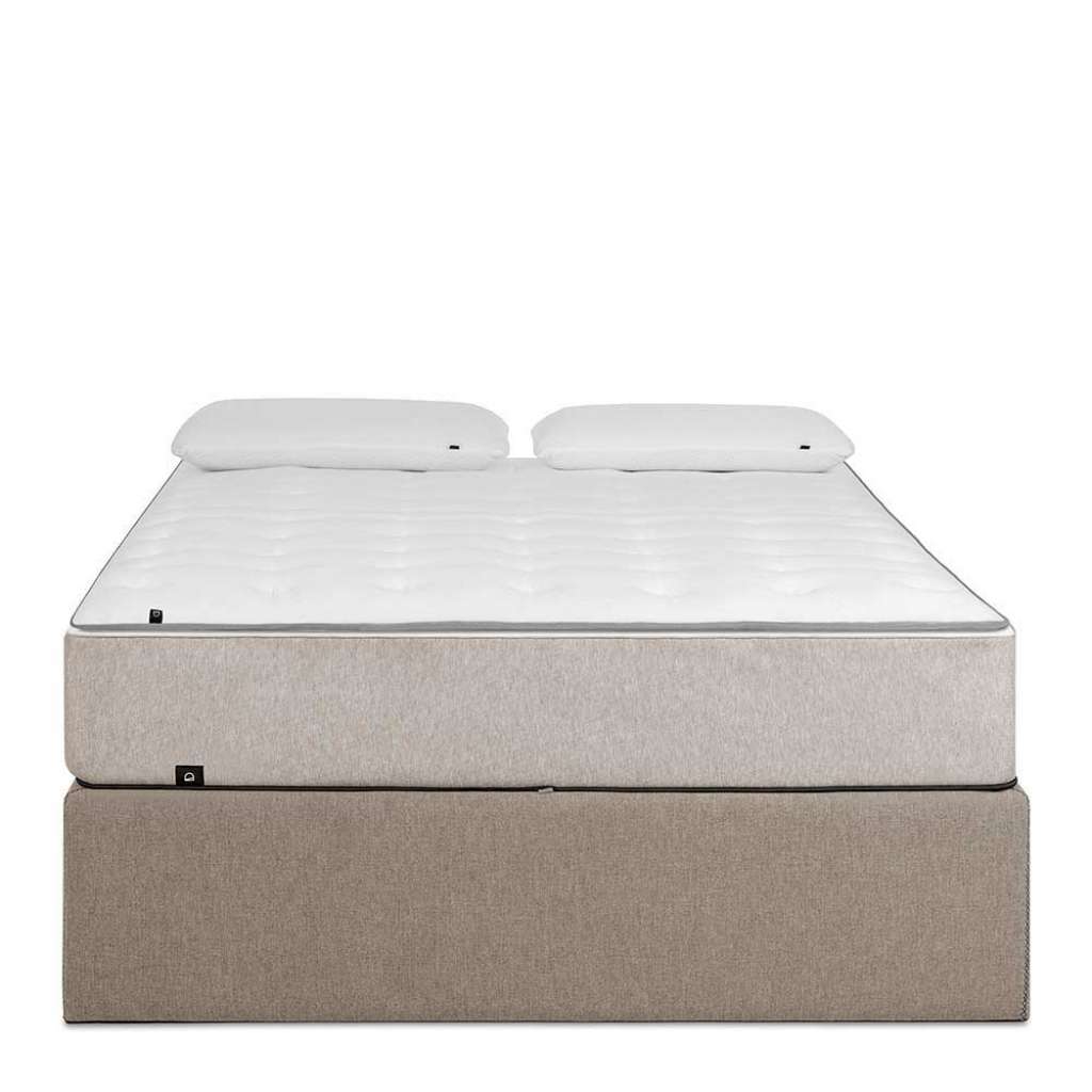 Modernes Stauraumbett in Beige und Schwarz ohne Kopfteil
