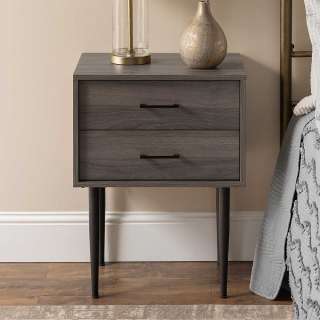 Bettkommode 68 cm hoch Holz Grey Wash Optik