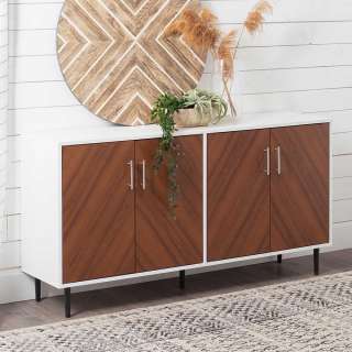 Retro Sideboard in Teakfarben Weiß
