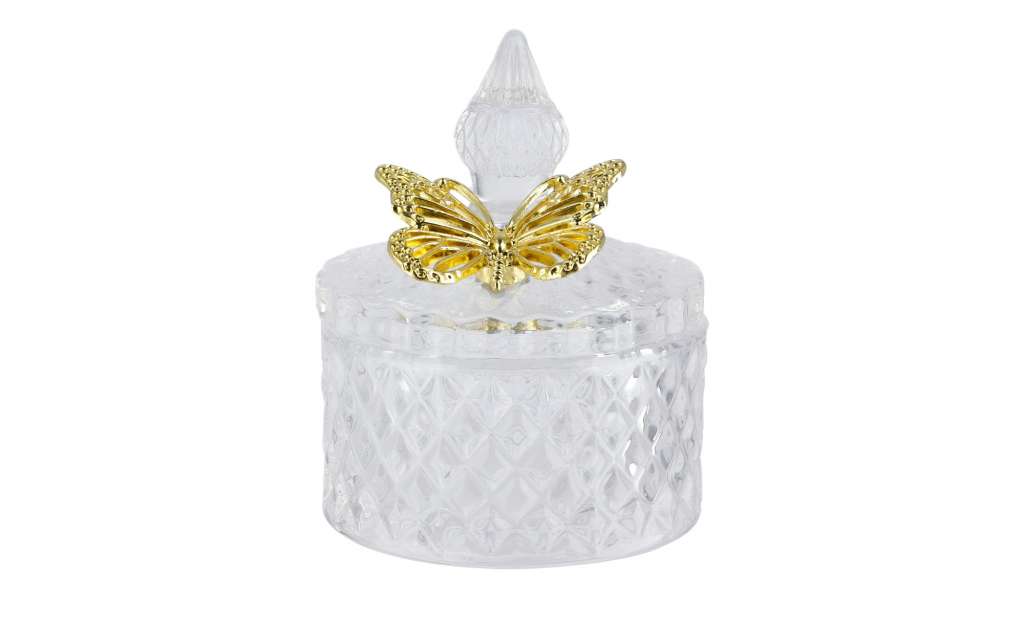 Deko Aufbewahrungsdose  Schmetterling ¦ transparent/klar ¦ Glas , Metall Ø: 8.5 Dekoration > Deko-Schalen - Höffner