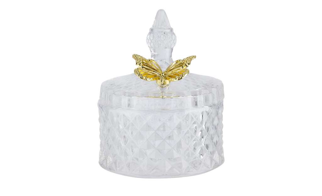 Deko Aufbewahrungsdose  Schmetterling ¦ transparent/klar ¦ Glas , Metall Ø: 10.5 Dekoration > Deko-Schalen - Höffner