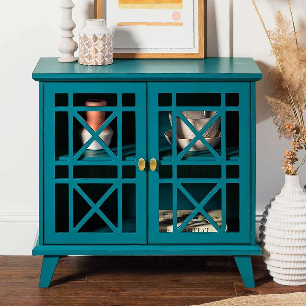 Küchenkommode in Blau lackierte Oberfläche