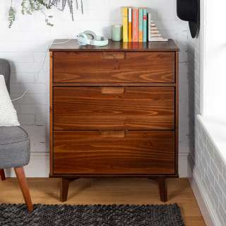 Wohnzimmer Kommode in Walnussfarben Kiefer Massivholz