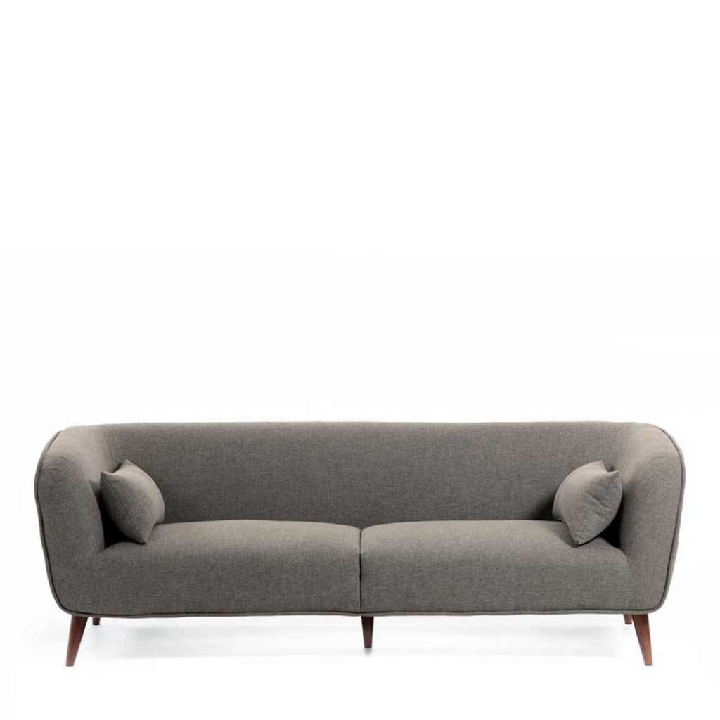 Dreisitzer Couch in Grau und Eiche dunkel Bezug aus Stoff