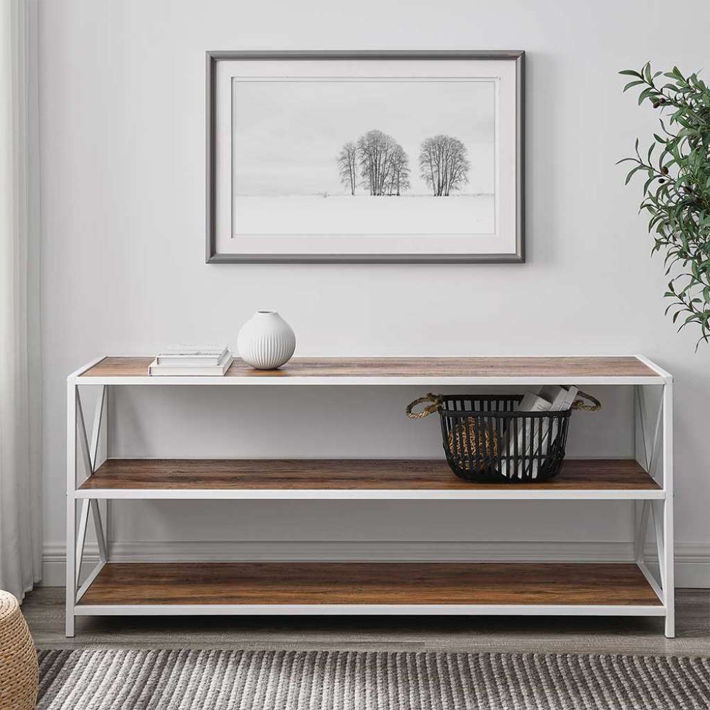 Industrial Regal in Eiche dunkel Optik Weiß