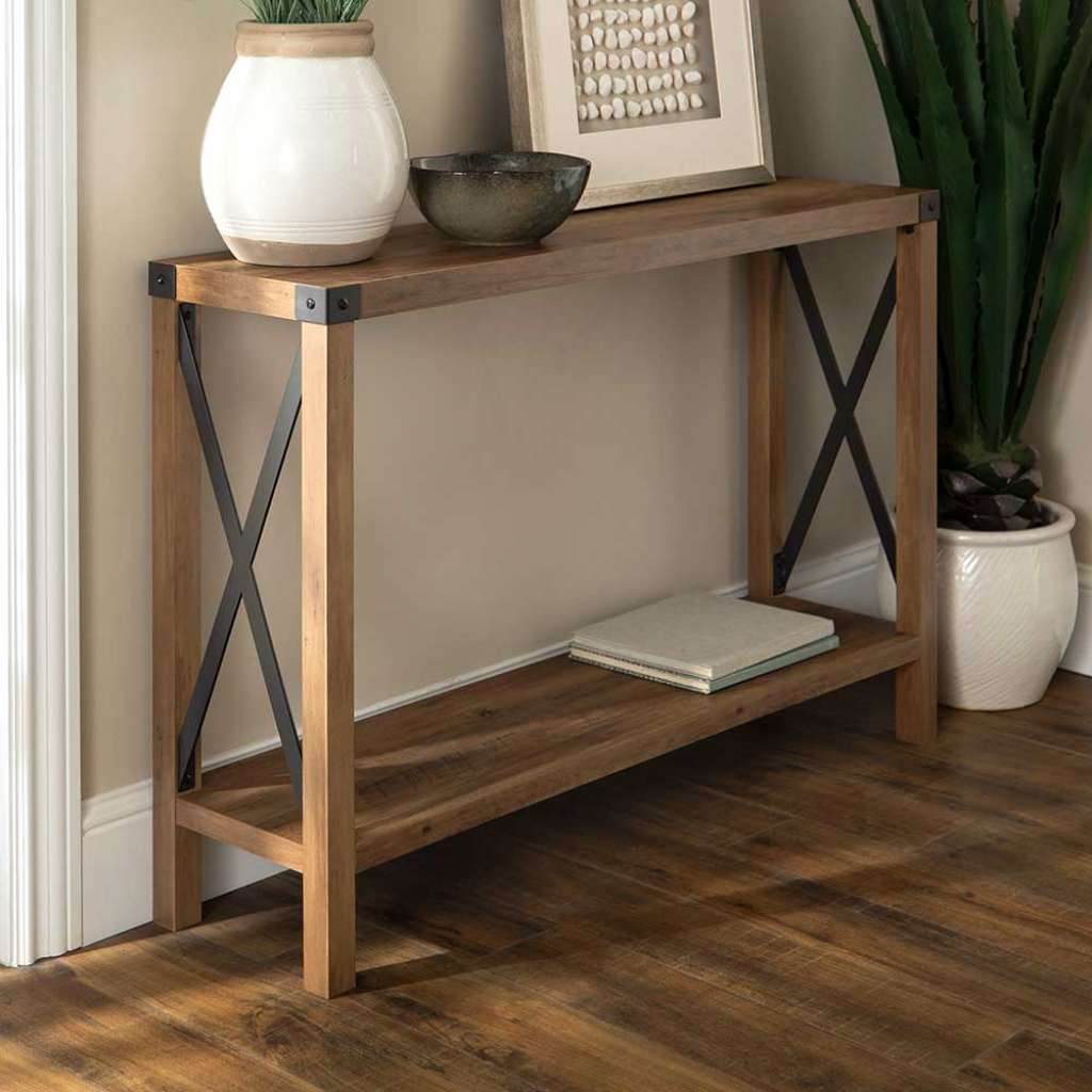 Flur Tisch in Eiche dunkel Optik & Schwarz Industry und Loft Stil