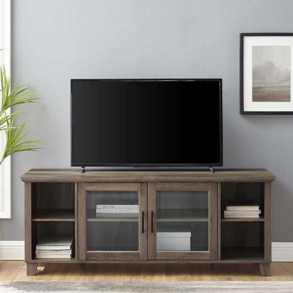 TV Sideboard mit Glastüren vier offene Fächer