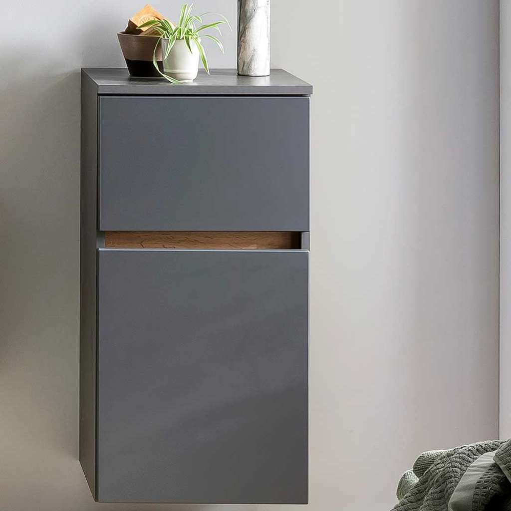 Bad Unterschrank in Dunkelgrau Wildeiche Holzoptik