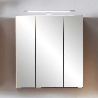 3 D Badezimmer Spiegelschrank Wildeiche Optik Korpus drei Türen
