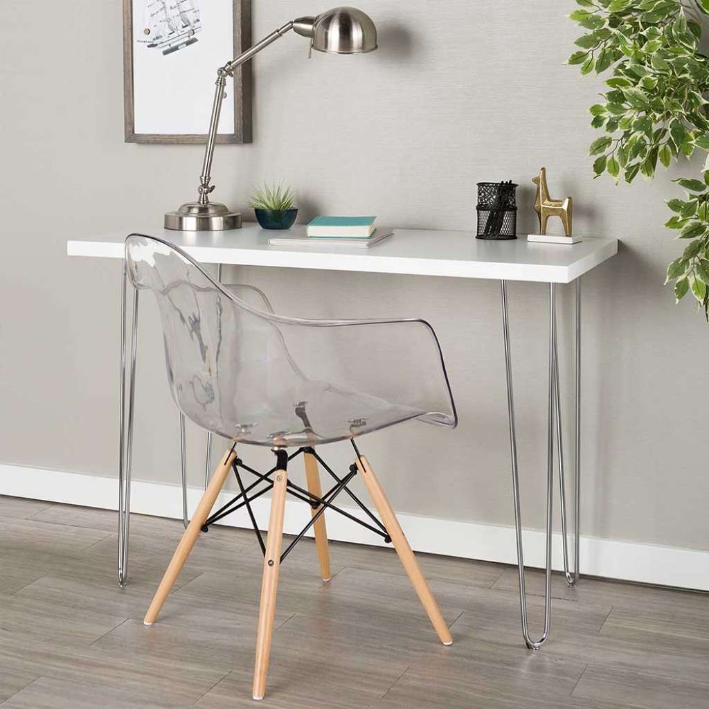 Schreibkonsole Platte Marmoroptik Metall Hairpin Gestell