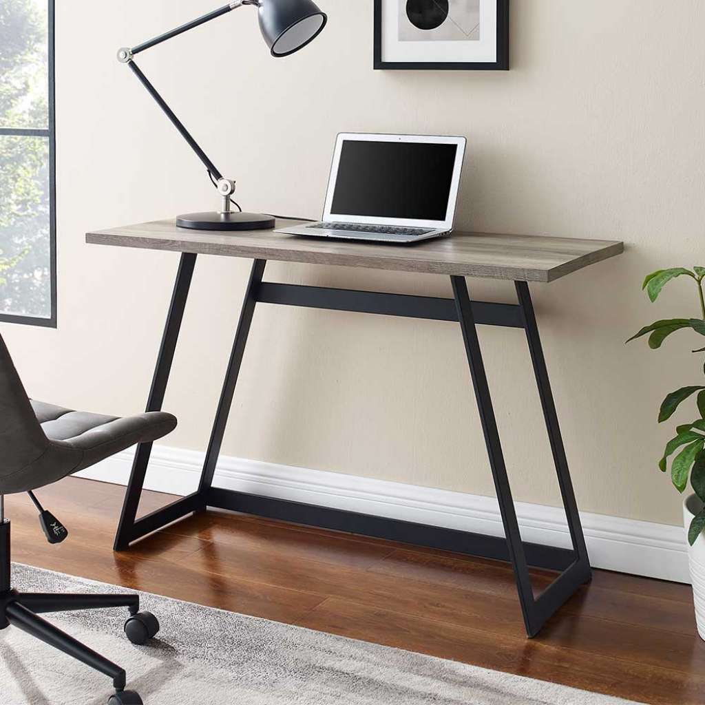 Designschreibtisch in Holz Grey Wash Optik Schwarz