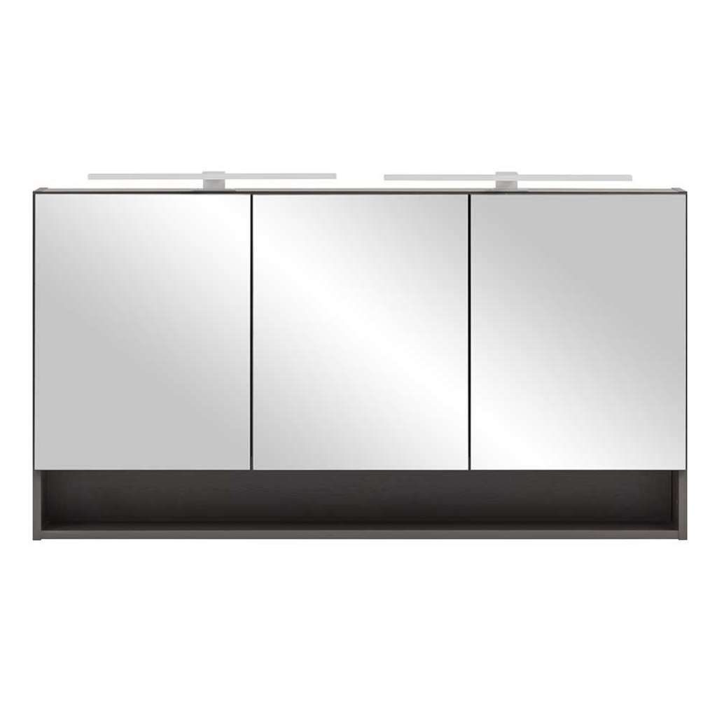 3D Spiegelschrank 120 cm in Dunkelgrau LED Beleuchtung