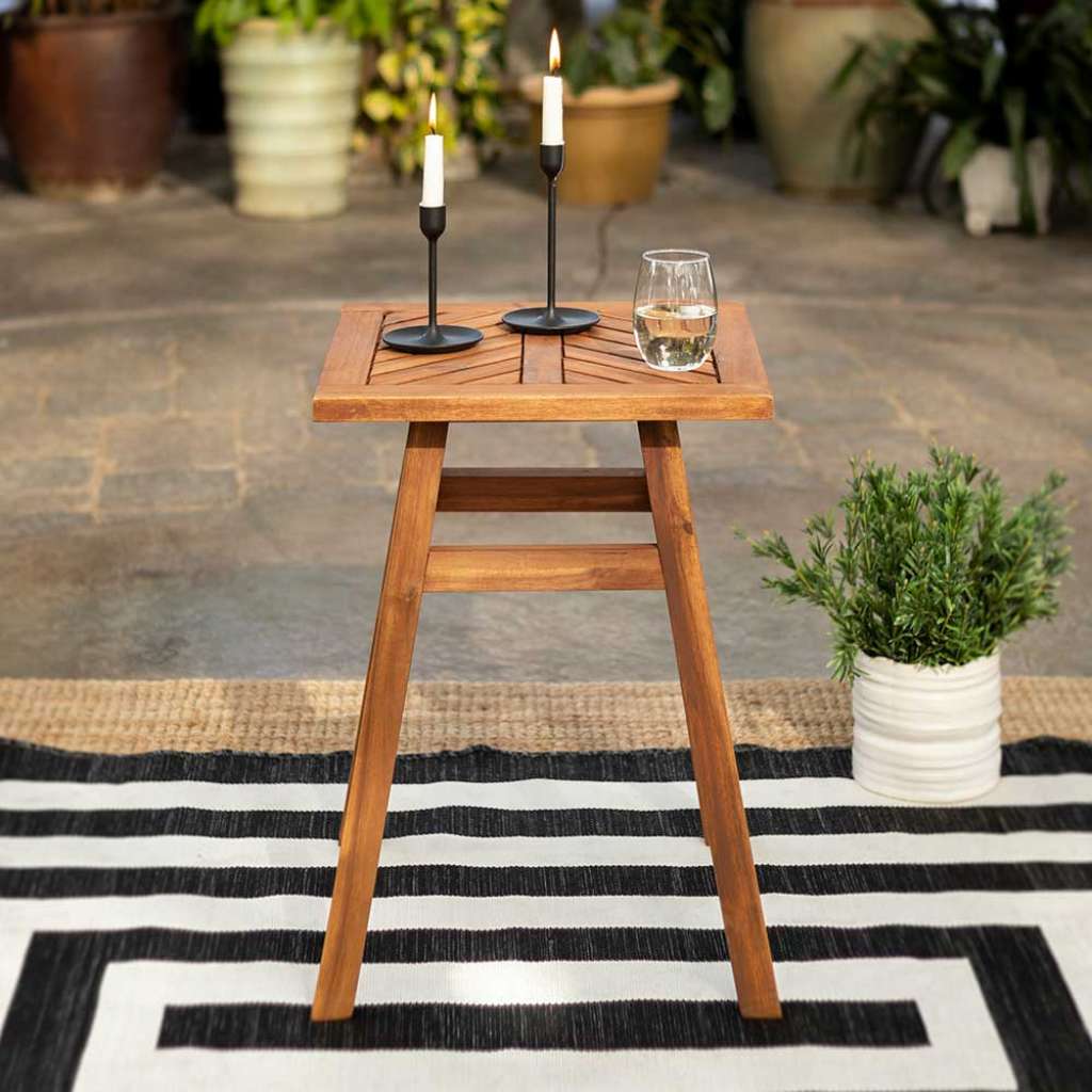 Garten Beistelltisch aus Akazie Massivholz quadratischer Tischplatte