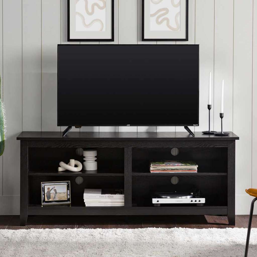Modernes Fernseh Board in Holzoptik Schwarz 148 cm breit