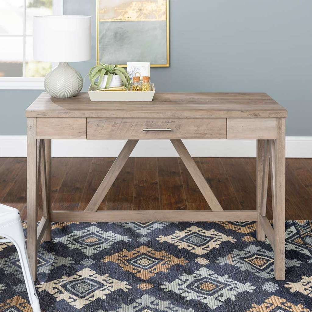 Landhausschreibtisch in Holz Grey Wash Optik 117 cm breit