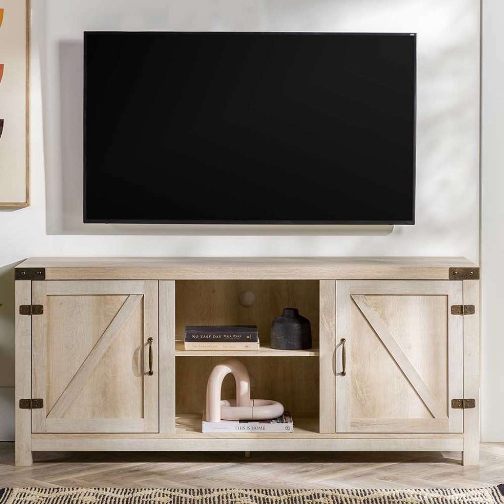 Landhaus TV Sideboard in Eiche hell Holzoptik 2 türig