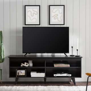 Schwarzes TV Board 4 offene Fächer 148 cm breit