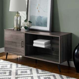 Unterschrank Fernseher in Holz Grey Wash Optik Kabeldurchlass