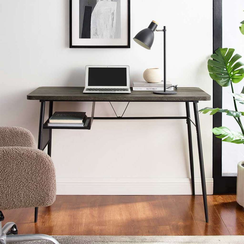 Designschreibtisch in Holz Black Wash Industry und Loft Stil