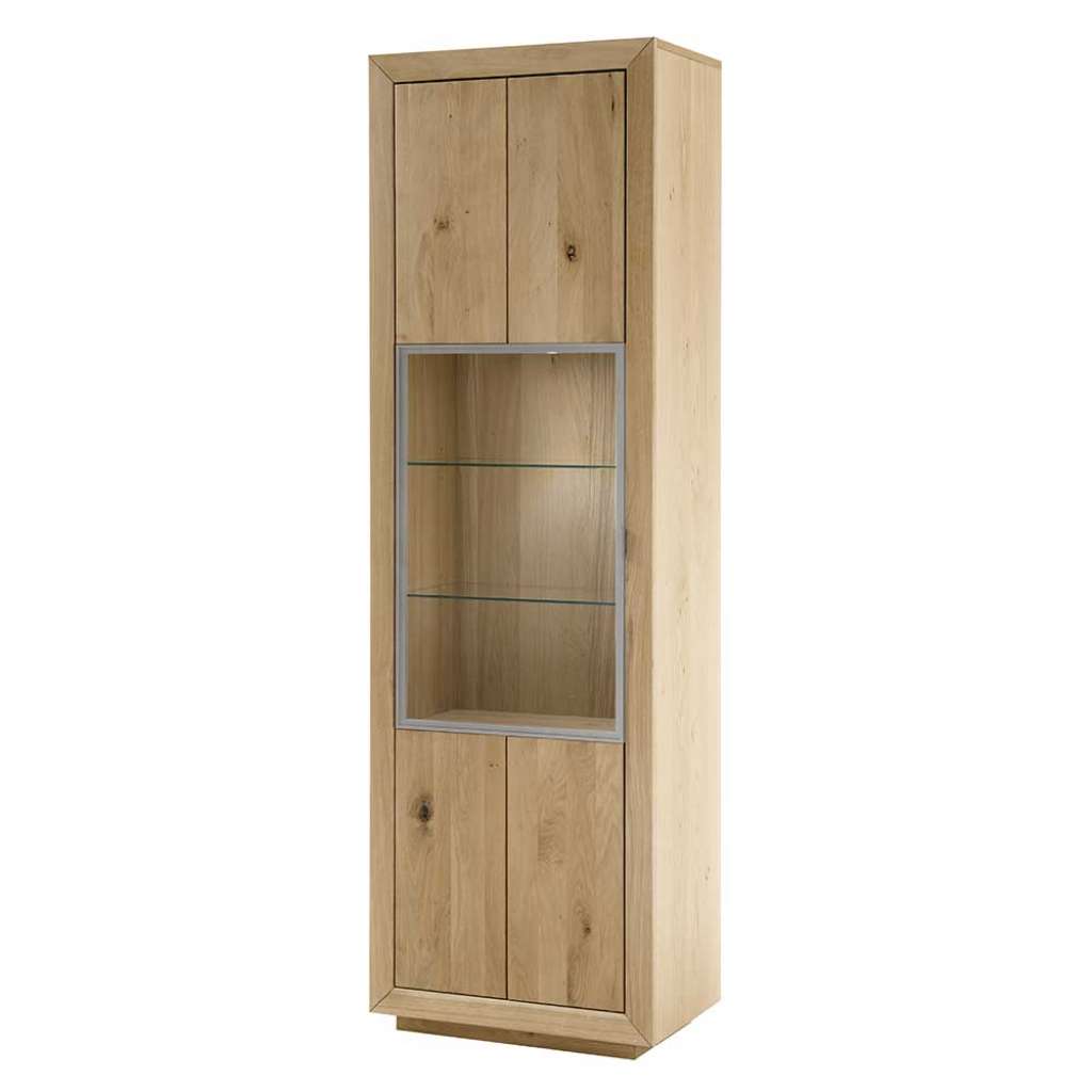 Wohnzimmer Vitrinenschrank in Wildeiche Bianco Glastür