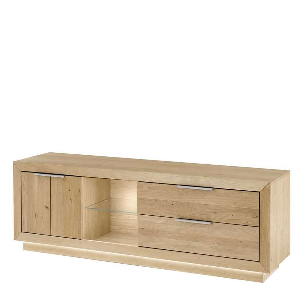 Fernsehunterschrank in Wildeiche Bianco Metallgriffen