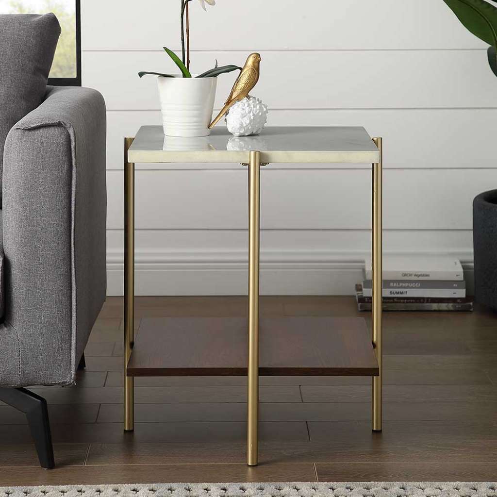 Couch Seitentisch mit Vierfußgestell Goldfarben