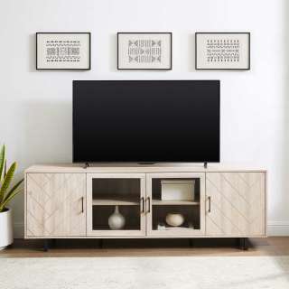 Helles Fernsehboard im Skandi Design 2 Glastüren