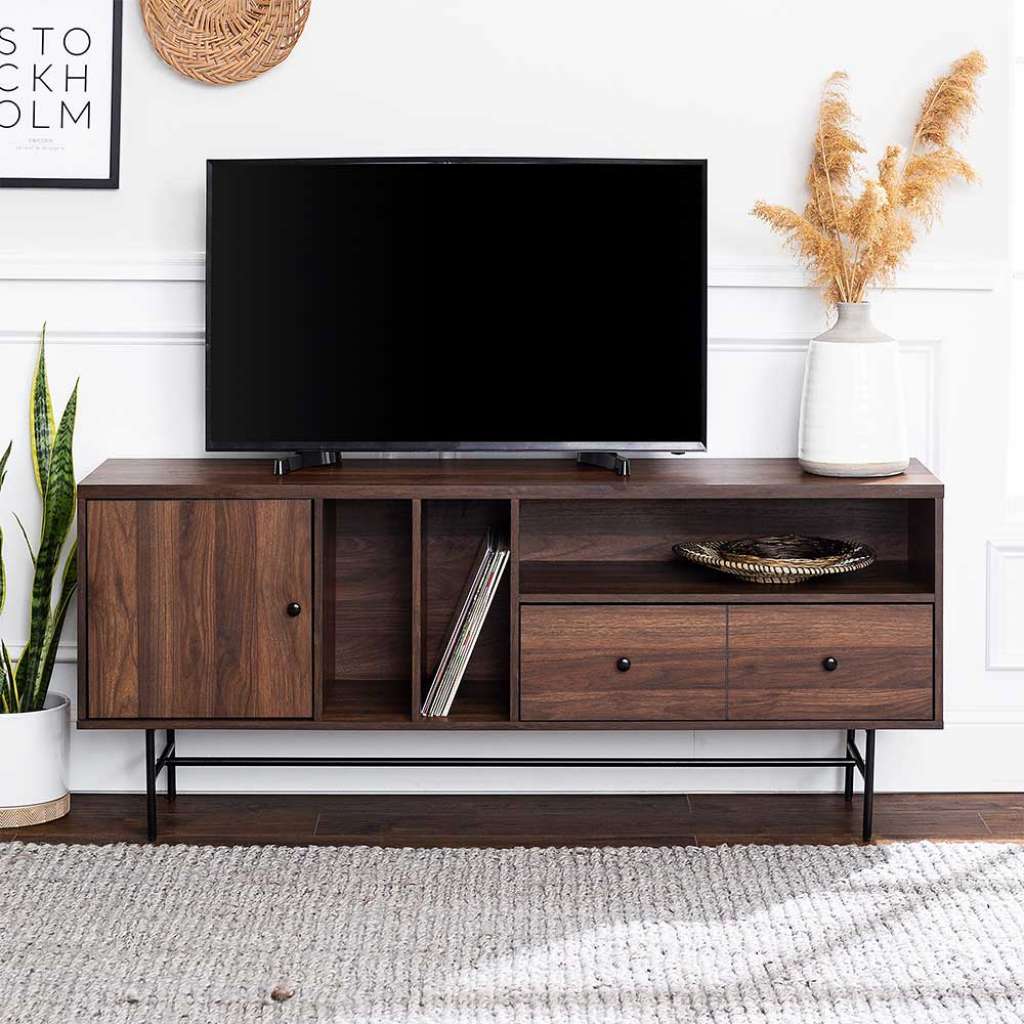 Nussbaum TV Möbel im Retrostil Schallplatten Fach