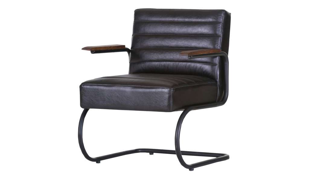 Leder Schwingstuhl mit Armlehne   Buff ¦ grau Stühle > Freischwinger - Höffner