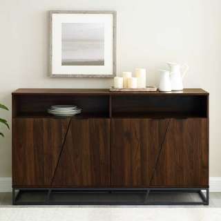 Moderne Sideboard mit Bügelgestell aus Metall Nussbaumfarben