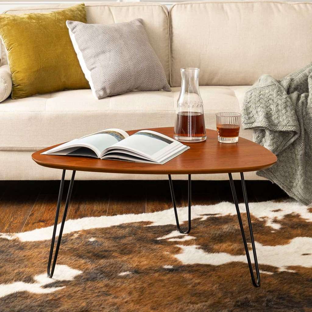 Dreibein Tisch im Retrostil Metall Hairpin Gestell